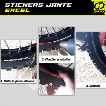 Bandes sticker jante excel MX
